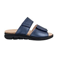 Lienhard Pantolette Nappaleder & Klettverschluss mit Futter blau