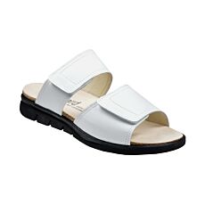 Mule Lienhard en cuir nappa avec fermetures velcro et doublure blanc